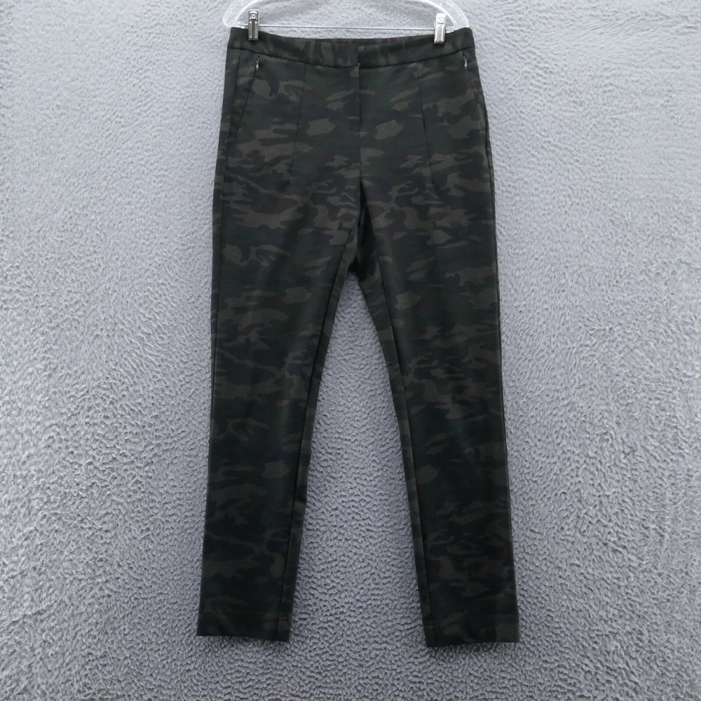 Soft Surroundings Womens Knit Camo Slim Fit Pants 10 Green Black Pockets